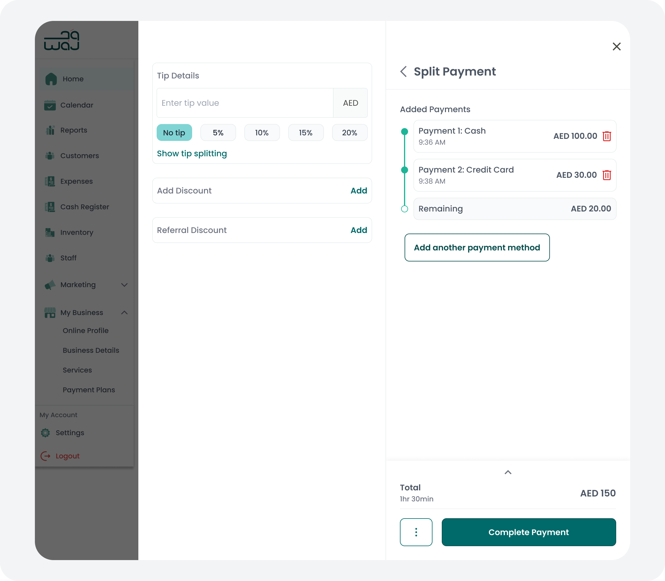Split payment processing