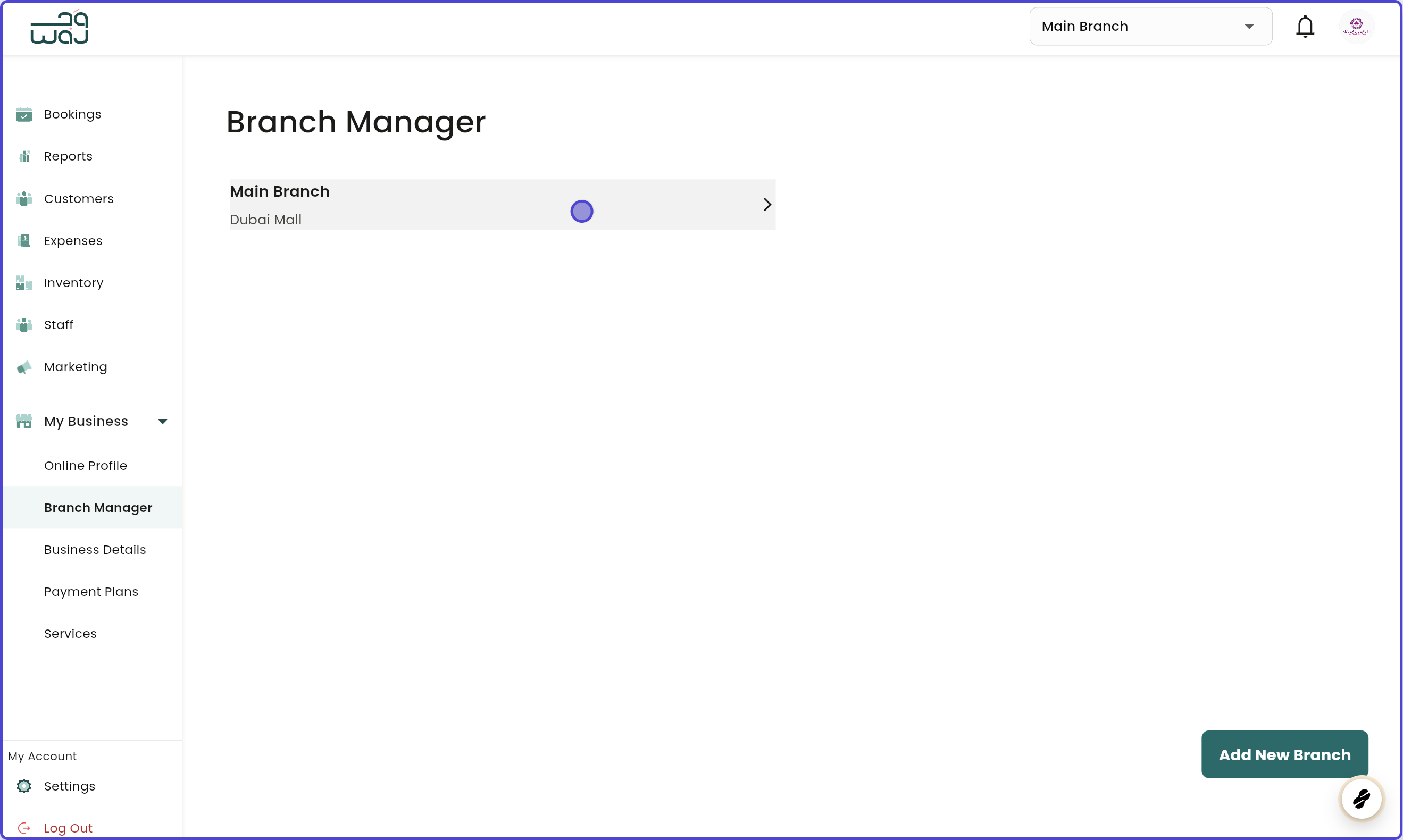 Branch manager manage branch screenshot