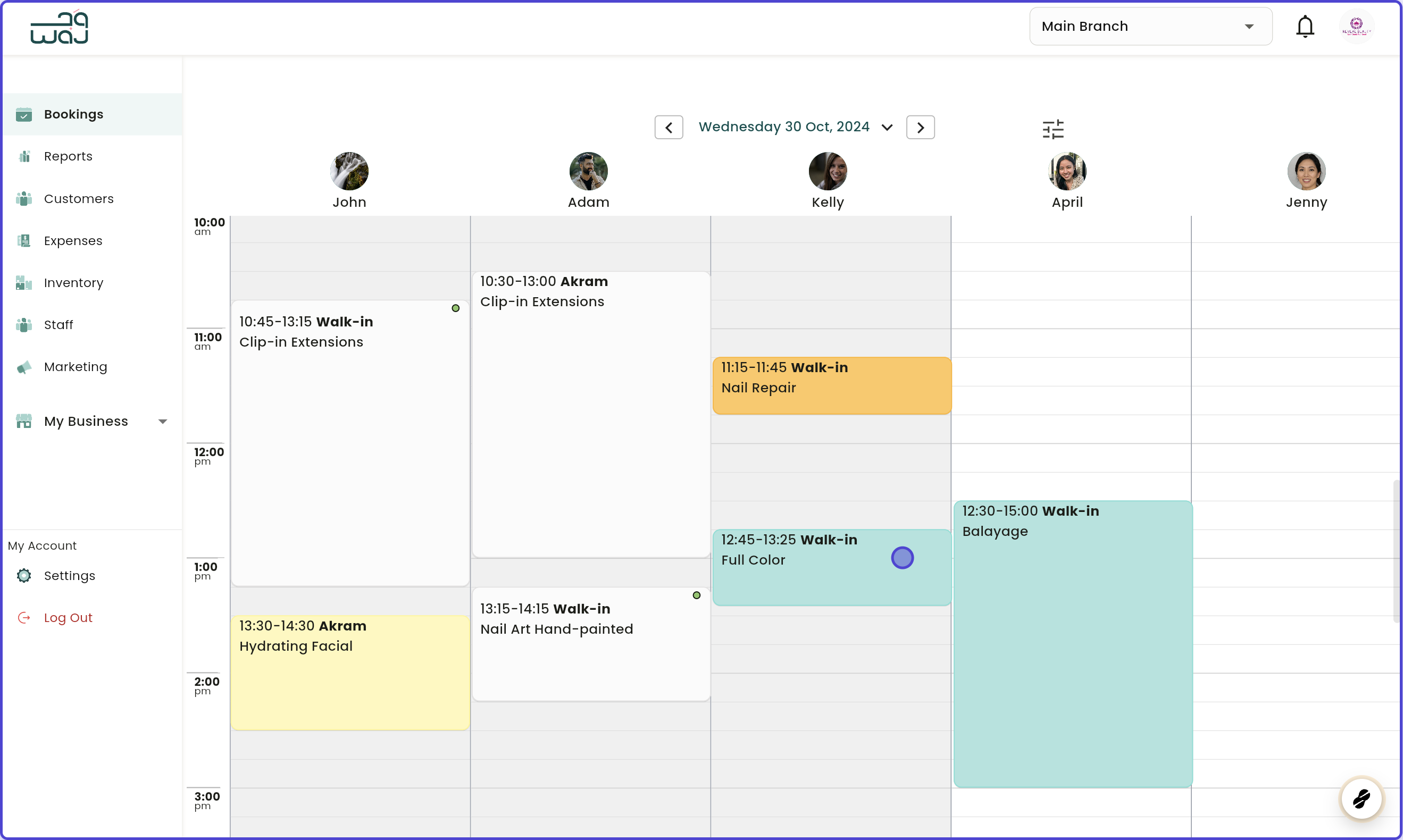 Calendar and bookings cancelling booking screenshot