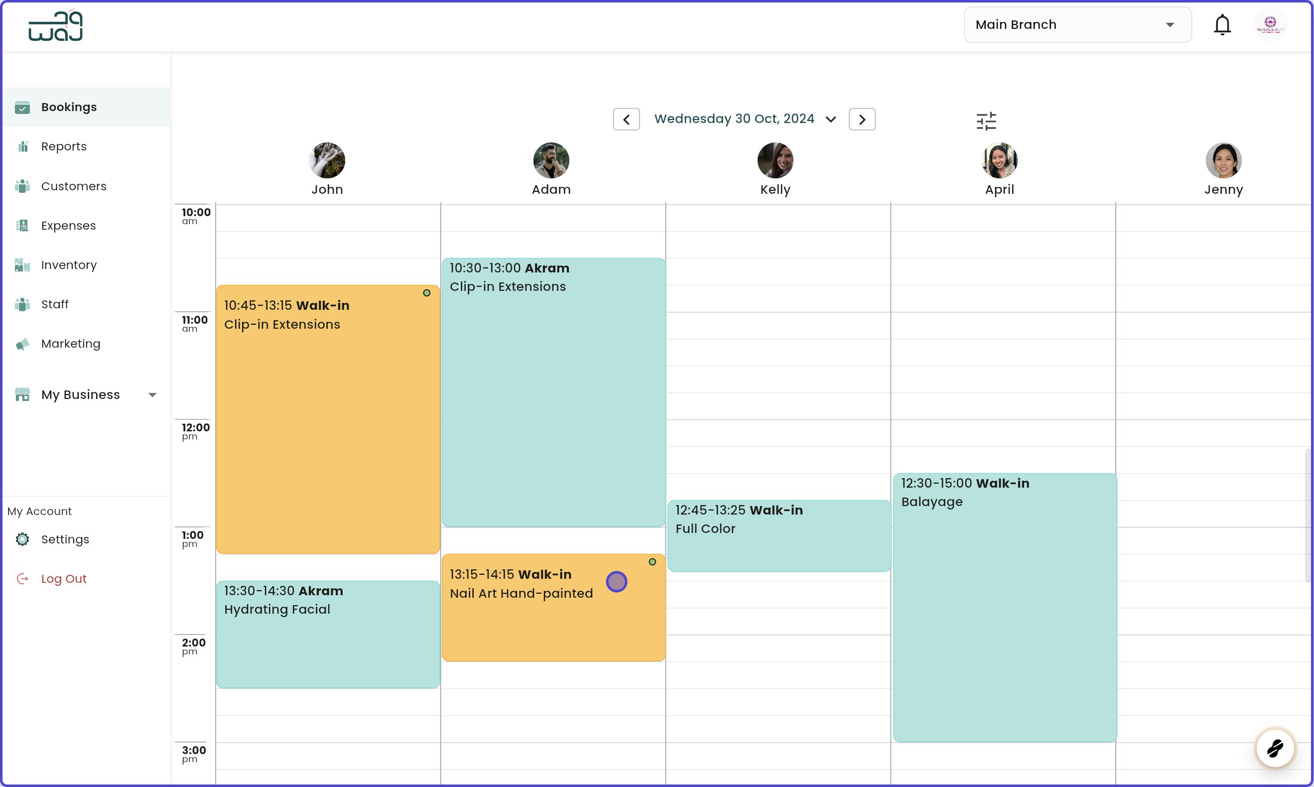 Calendar and bookings checkout booking screenshot