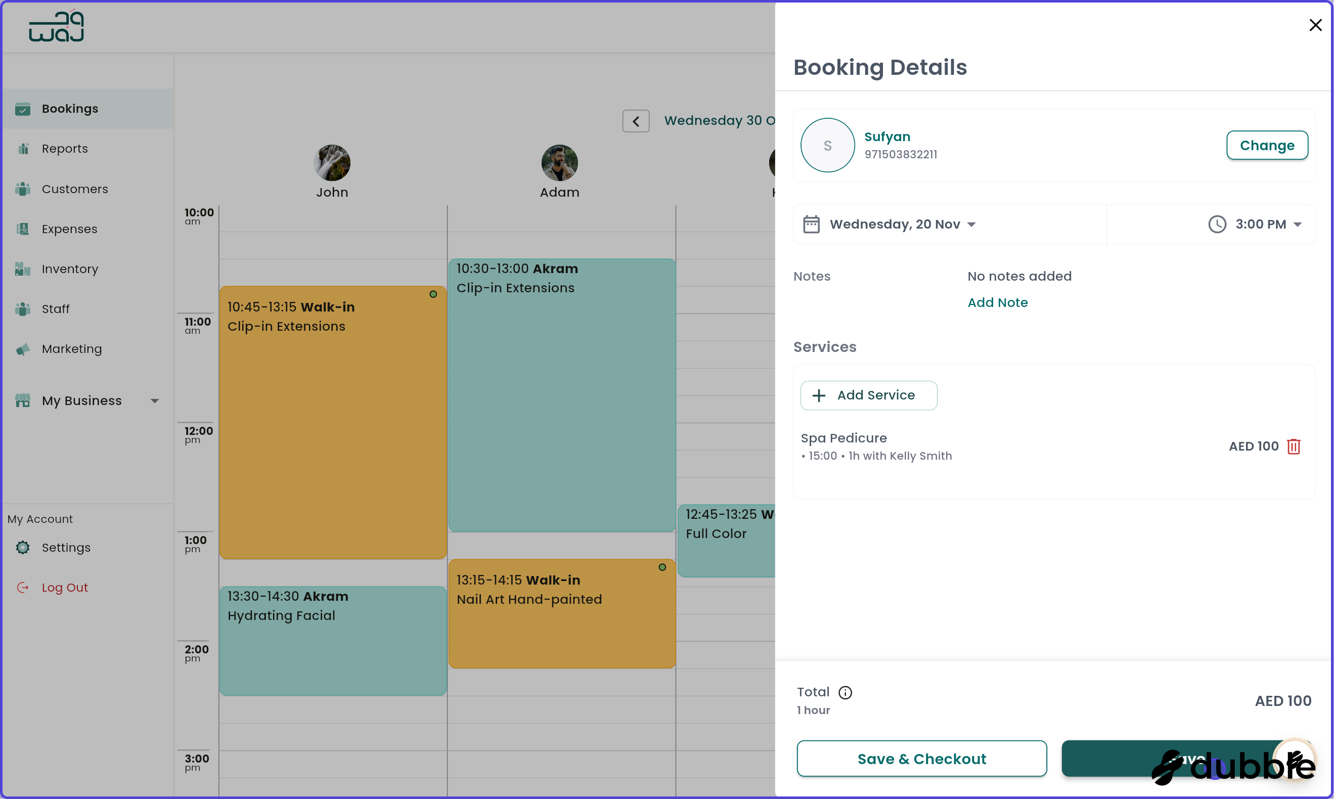 Calendar and bookings schedule booking for later screenshot