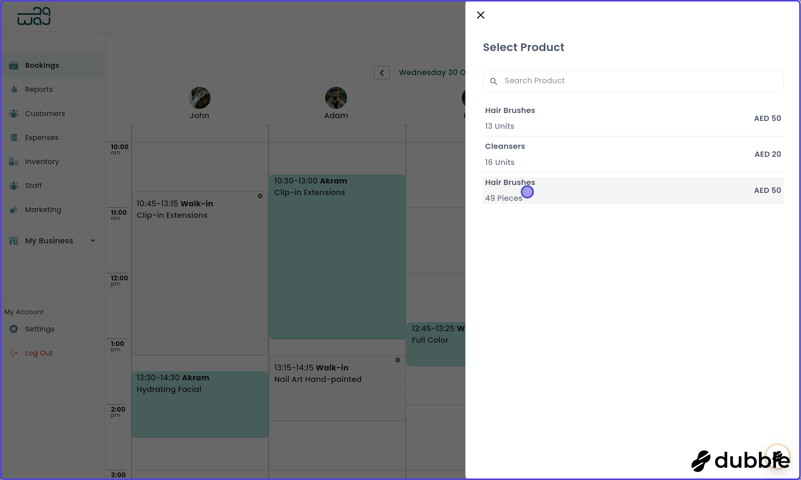 Calendar and bookings sell products screenshot
