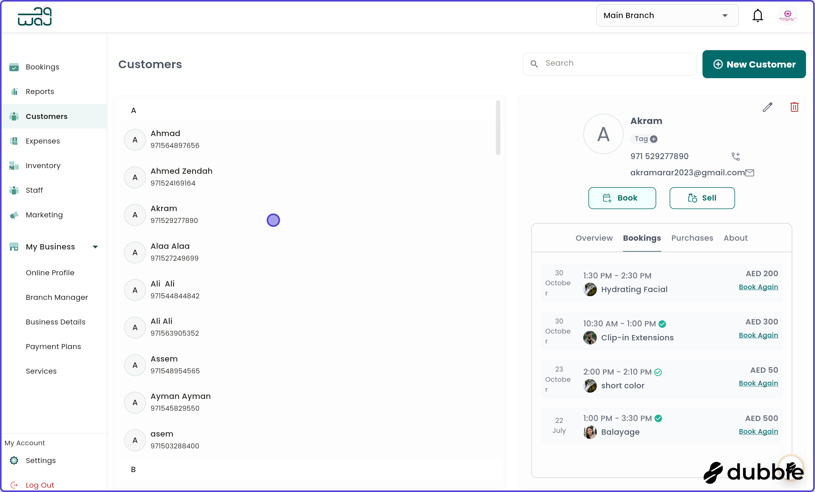 Customers re booking screenshot