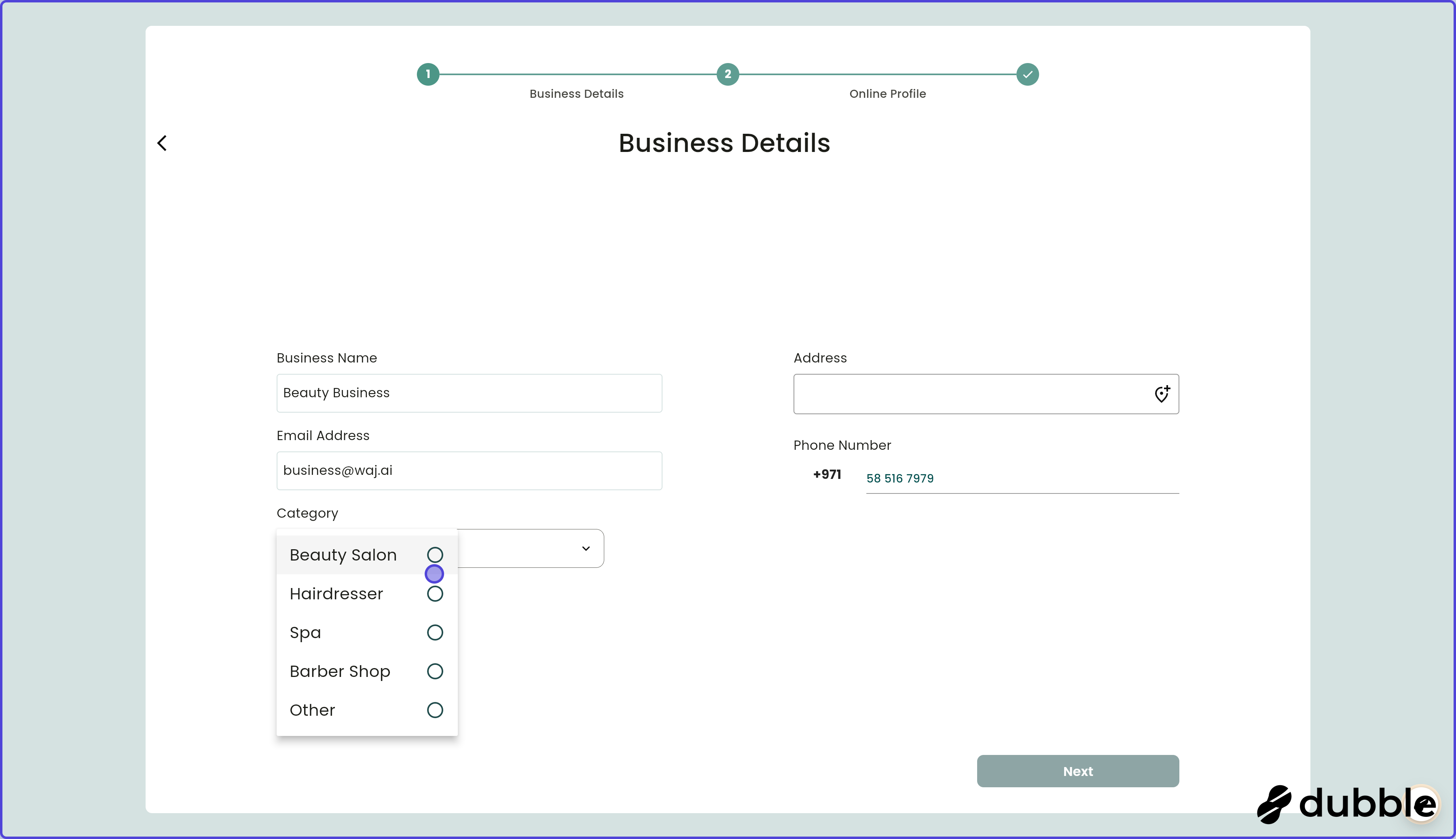 Getting started onboarding your business screenshot