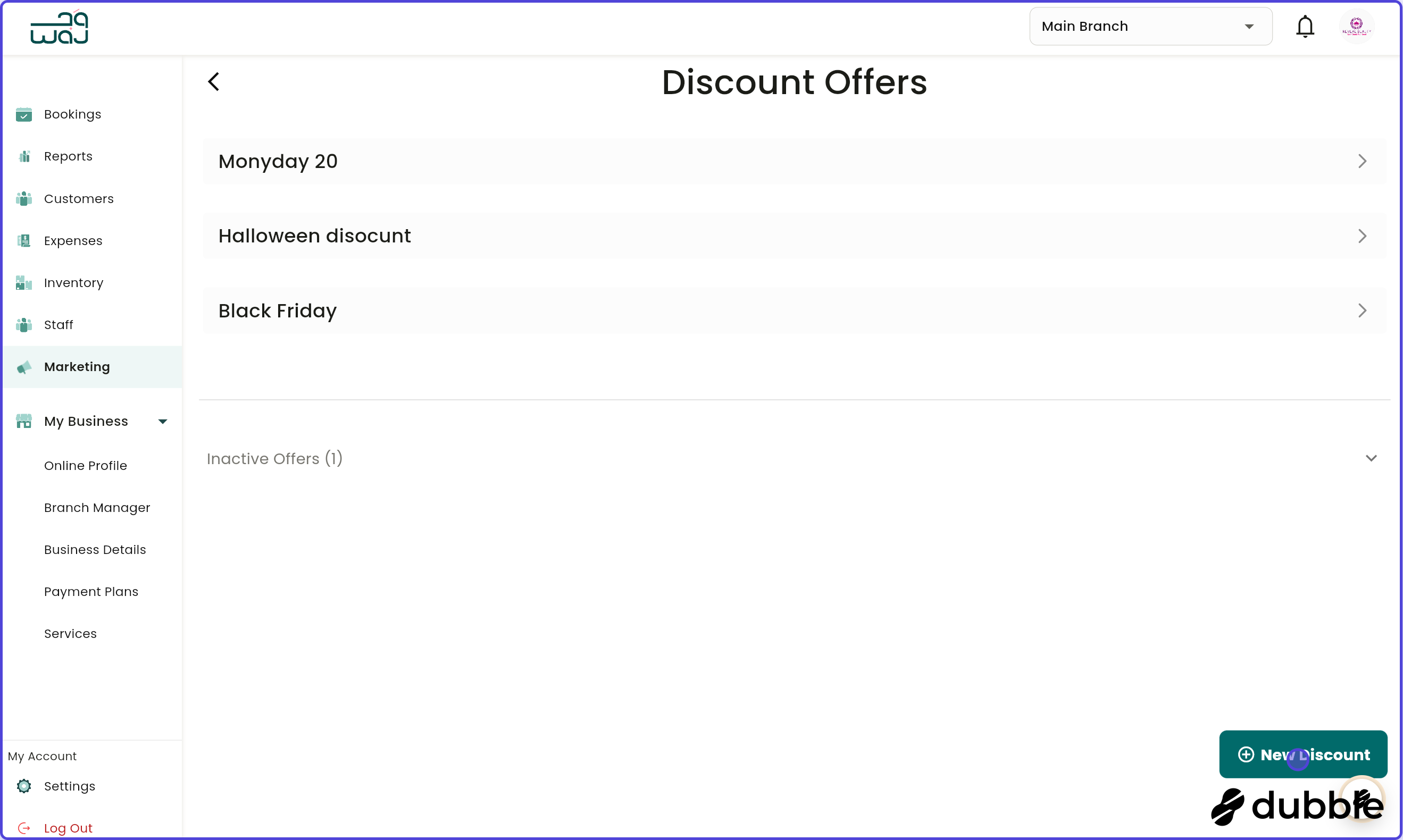 Marketing offers screenshot