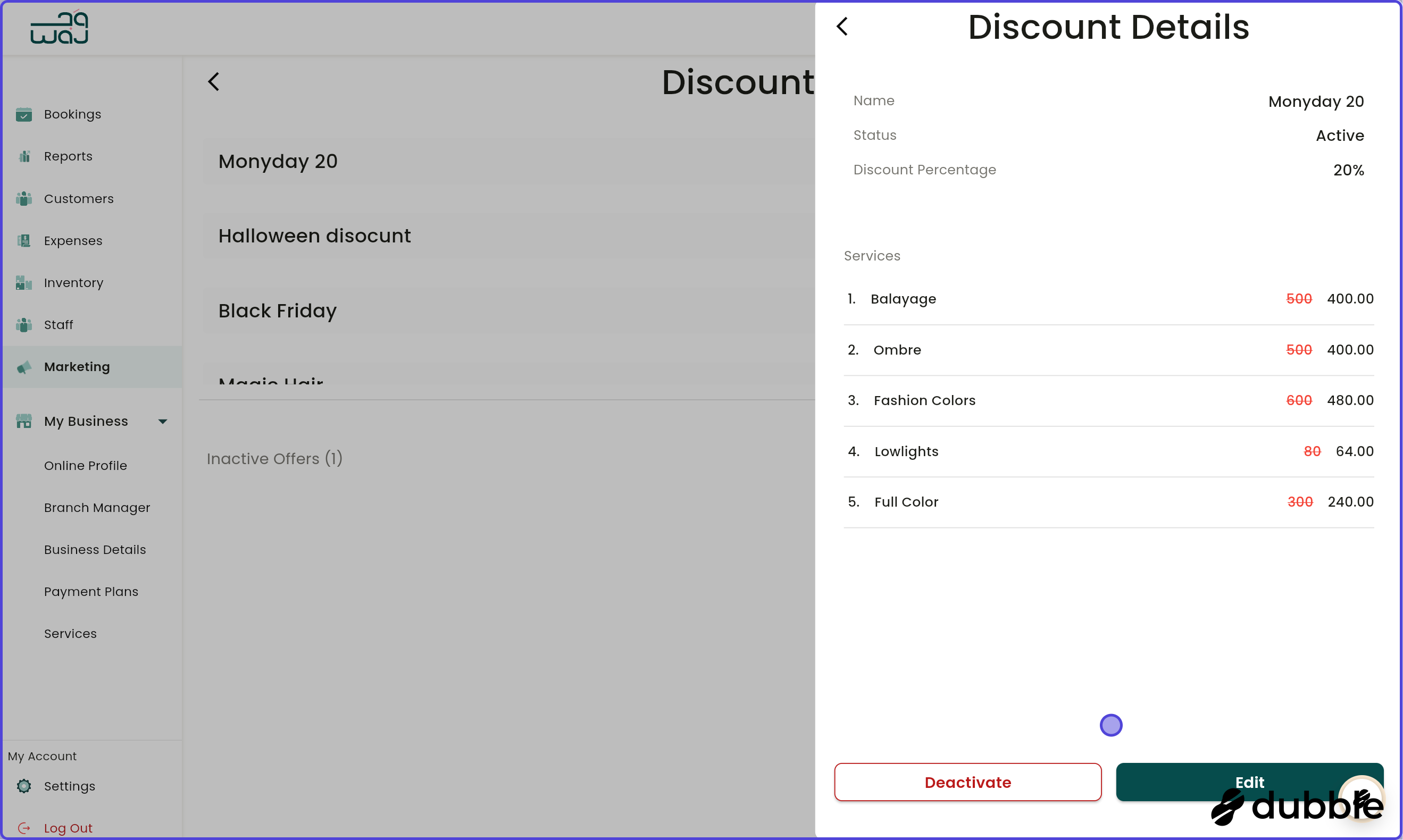 Marketing offers screenshot