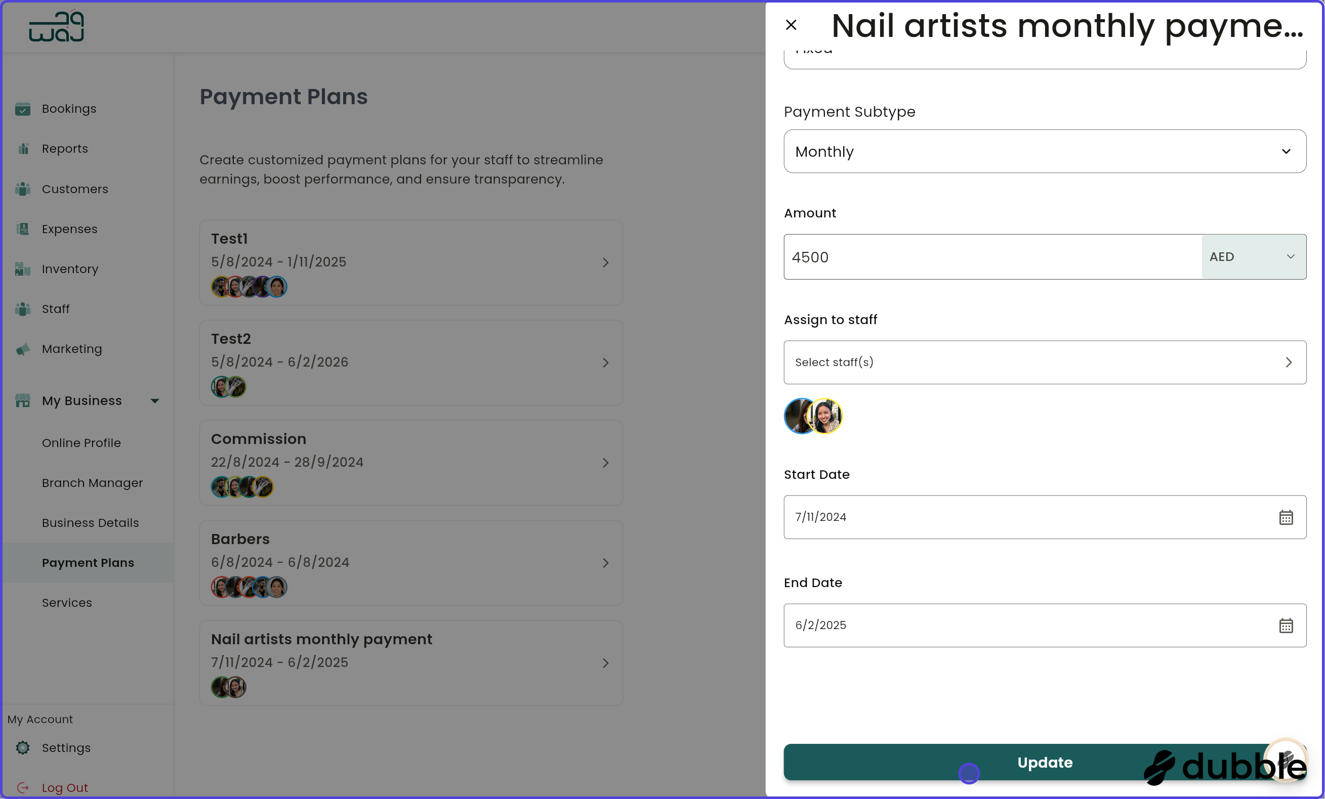 Payment plans manage payment plan screenshot