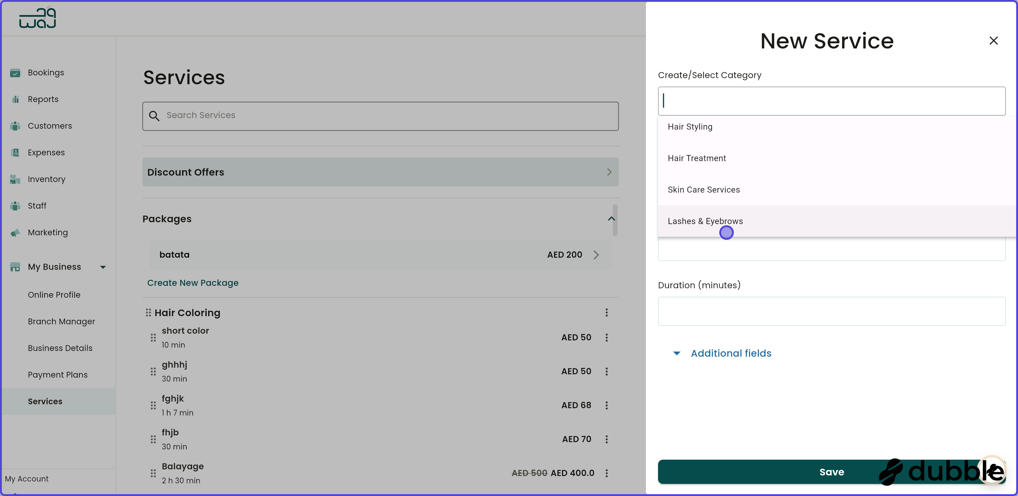 Services catalogue create a service screenshot