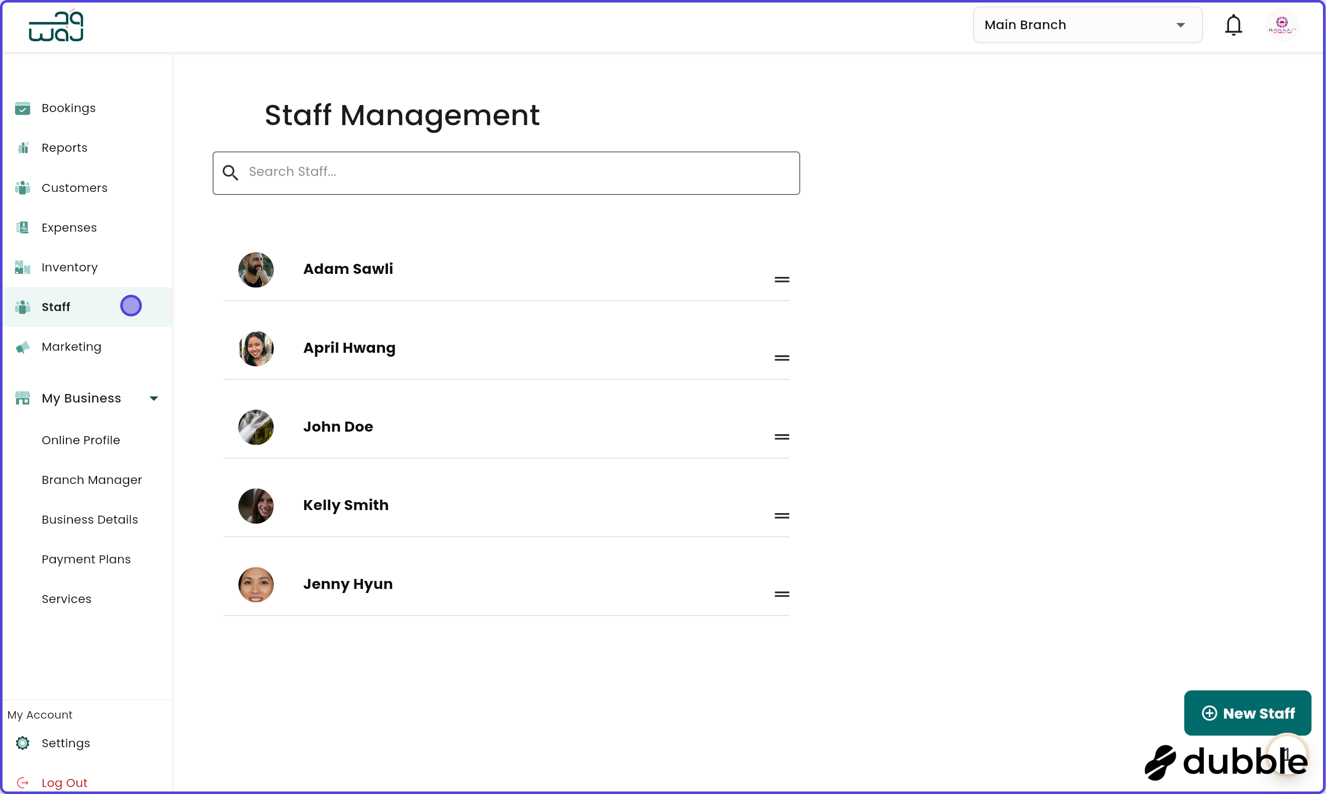 Staff screenshot