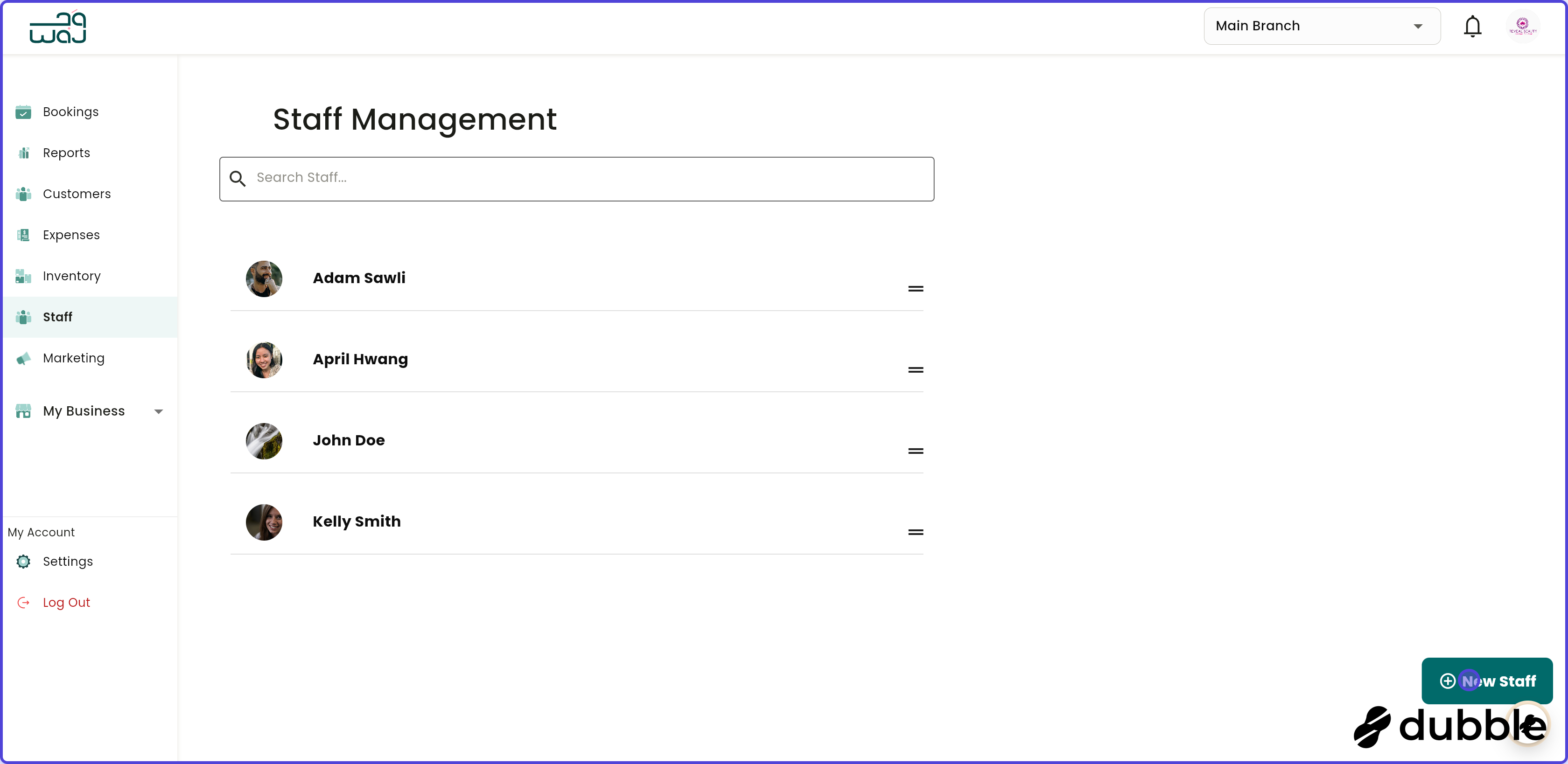 Staff create new staff screenshot