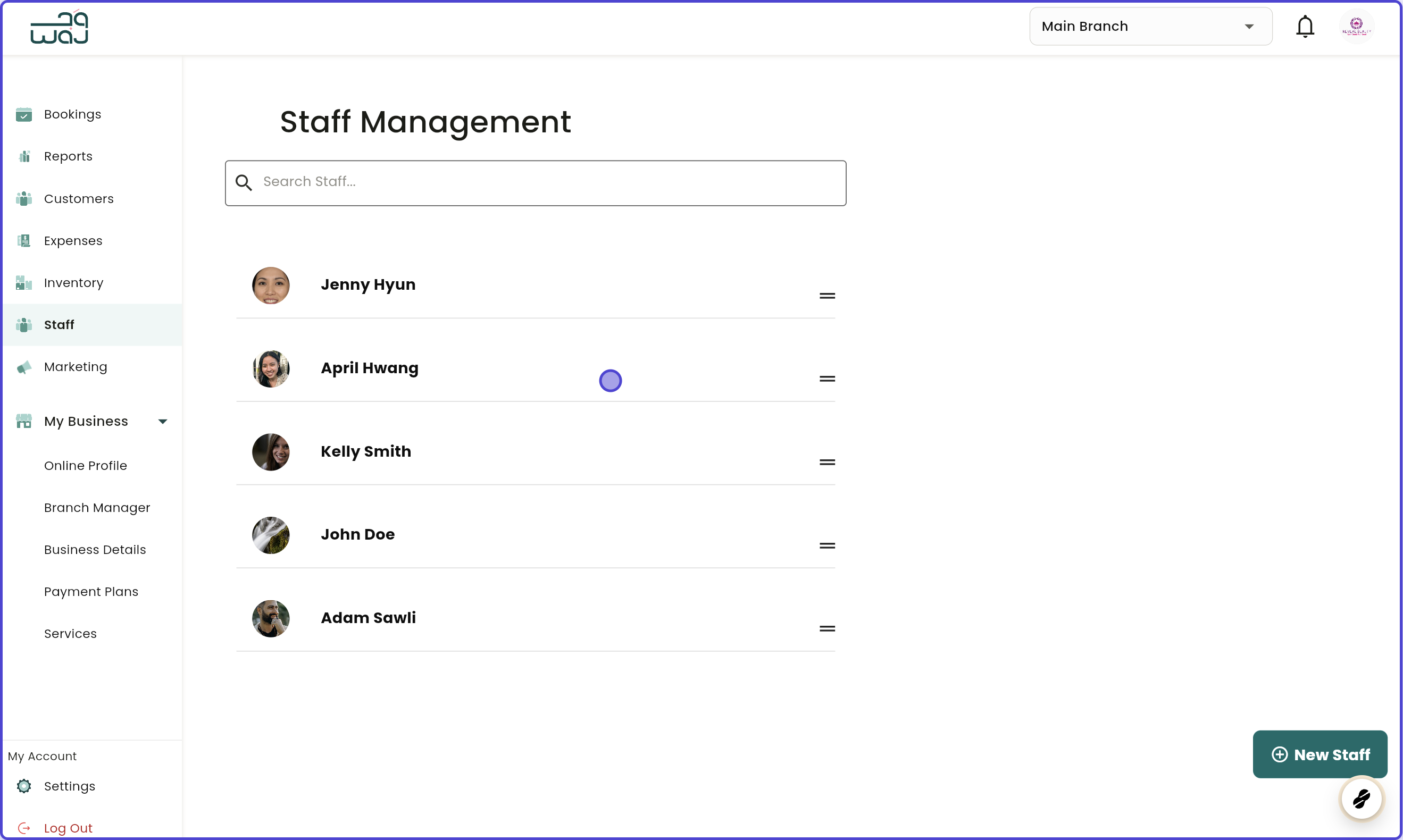 Staff manage staff details screenshot