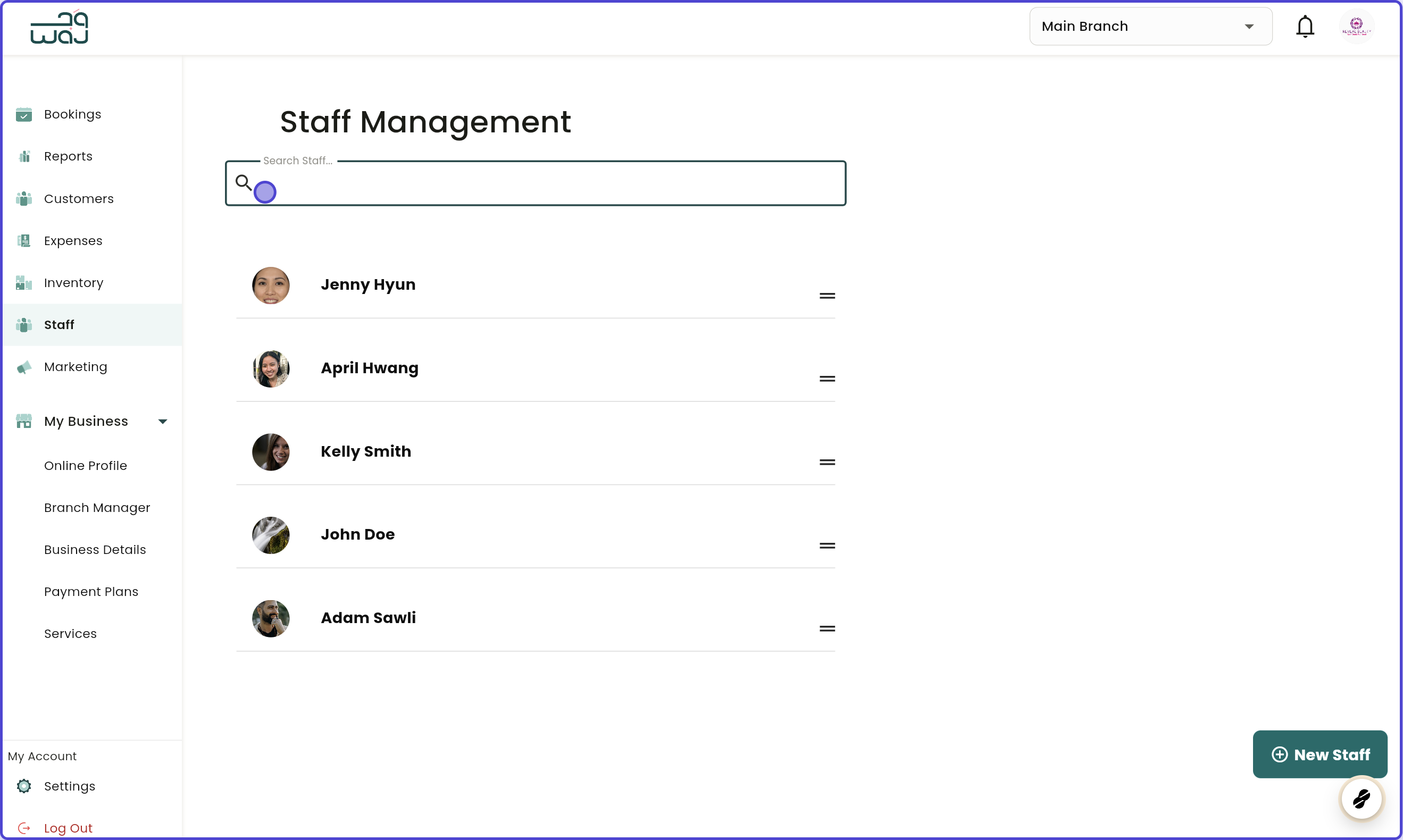 Staff search staff screenshot