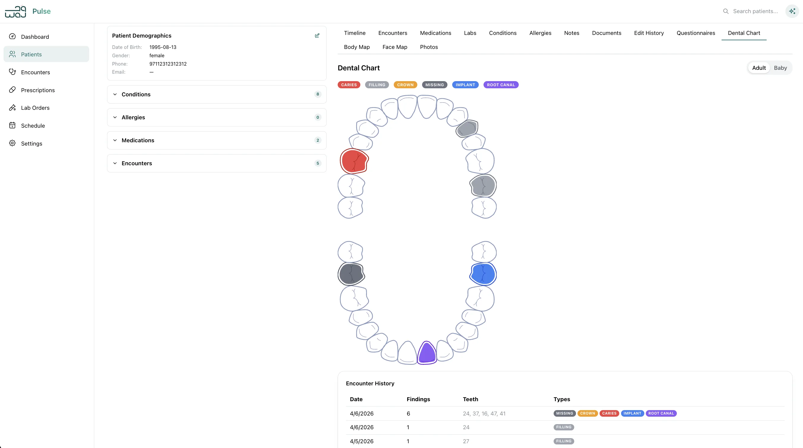 Interactive Dental Chart